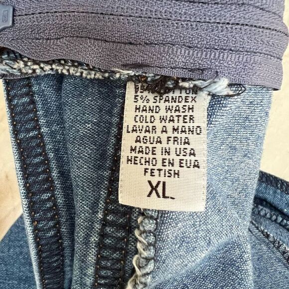 Blue denim vintage flared jeans studded with front slits low rise size 30” - Picture 2 of 6